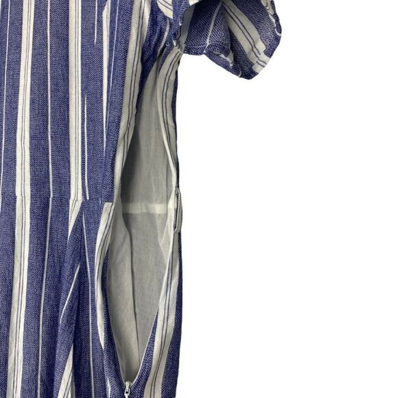 Tularosa women's Blue & White Striped Short Sleeve Fit And Flare Iris Dress US M - Picture 9 of 12